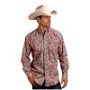 Shirts Stetson Stetson Western Shirt Mens L/S Button Paisley Red 11-001-0526-5015 RE Red