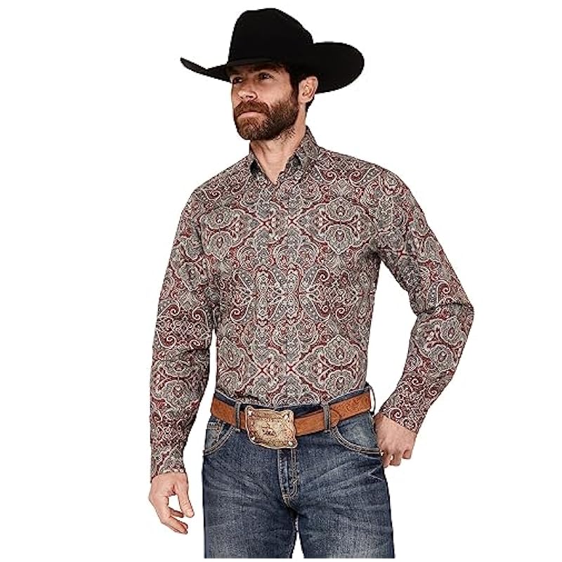 Stetson Western Shirt Mens L/S Paisley 2XL Wine 11-001-0526-0366 WI Stetson ‎mens Shirts