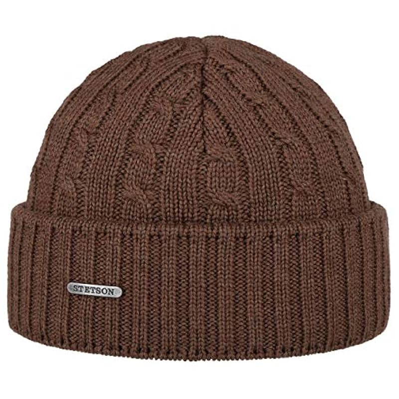 Stetson Stetson Georgia Wool Knit Hat with Cuff Women/Men - Made in Germany Light Brown ‎womens Hats & Caps