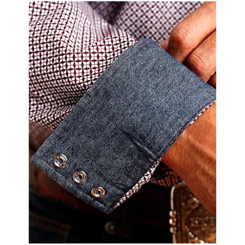 ‎mens Shirts Stetson Stetson Western Shirt Mens L/S Point Geo Blue 11-001-0425-4003 BU Blue