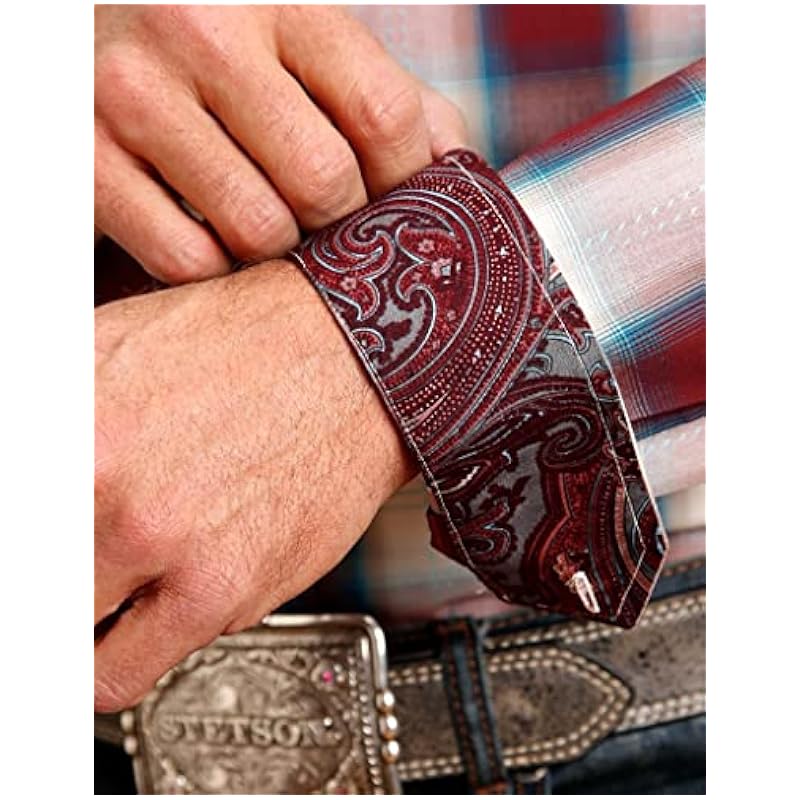 Stetson Western Shirt Mens L/S Plaid XL Wine 11-001-0579-6042 WI ‎mens Shirts Stetson