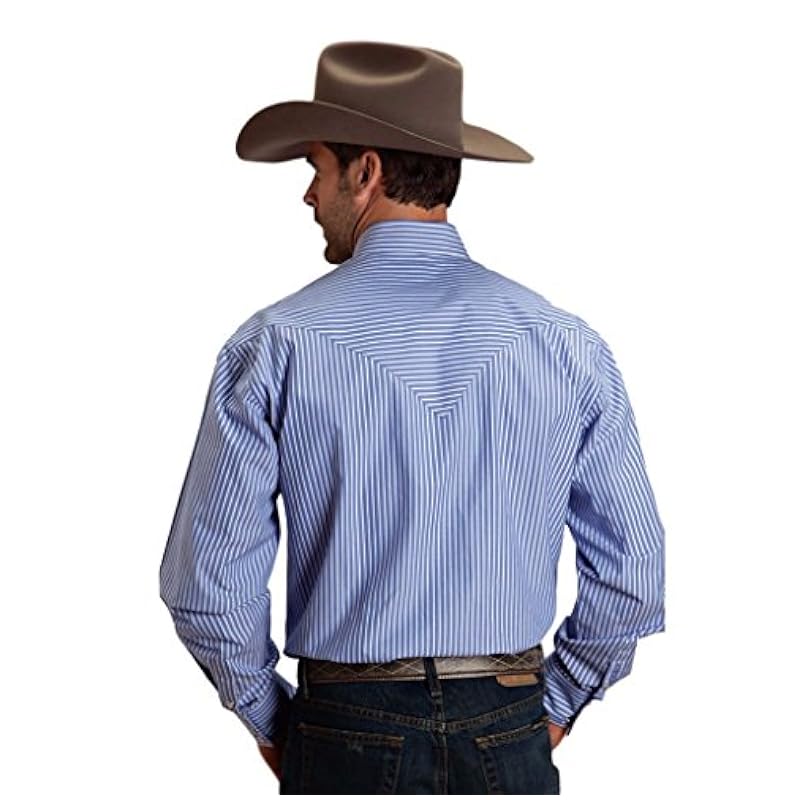 Stetson Stetson Men's Striped Long Sleeve Snap Western Shirt - 11-001-0476-0802 Bu Blue ‎mens Shirts