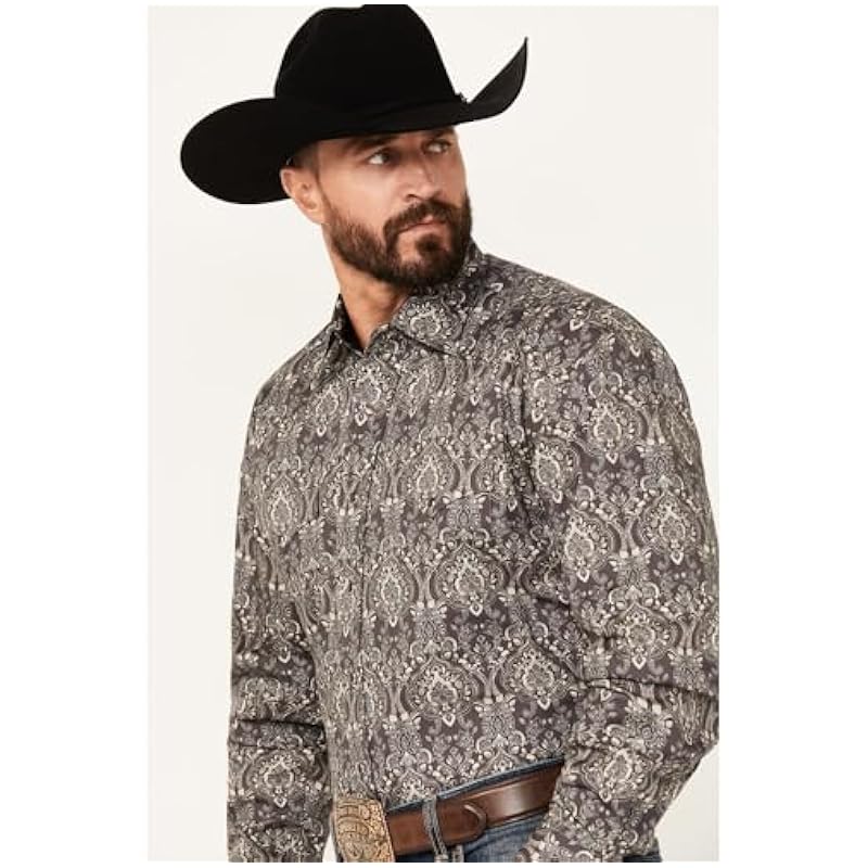 Stetson Stetson Vintage Damask Grey Paisley - Mens Shirt Grey Shirts