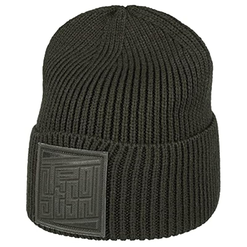 ‎mens Hats & Caps Stetson Stetson Embossed Badge Beanie with Cuff Men - Olive