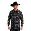‎mens Shirts Stetson Stetson Western Shirt Men L/S Conversation S Black 11-001-0425-6033 BL