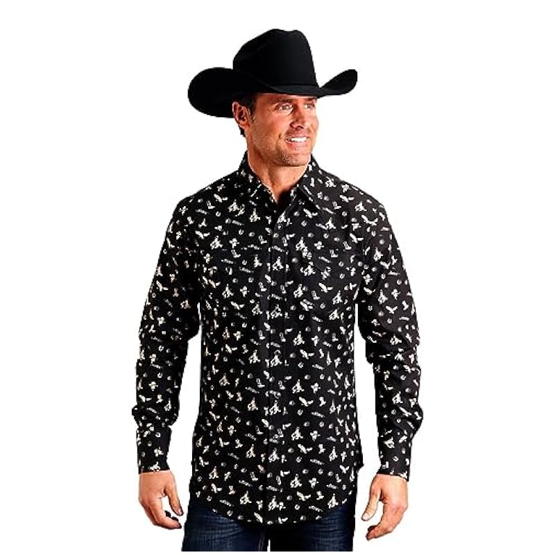 ‎mens Shirts Stetson Stetson Western Shirt Men L/S Conversation S Black 11-001-0425-6033 BL