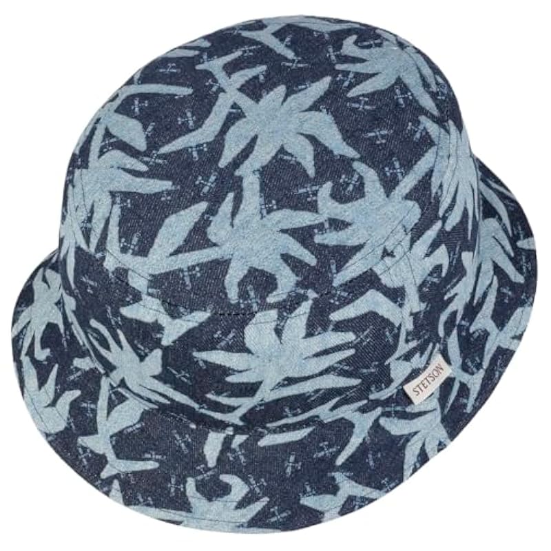 Stetson Denim Print Bucket Hat Women/Men - Made in The EU Navy ‎womens Hats & Caps Stetson