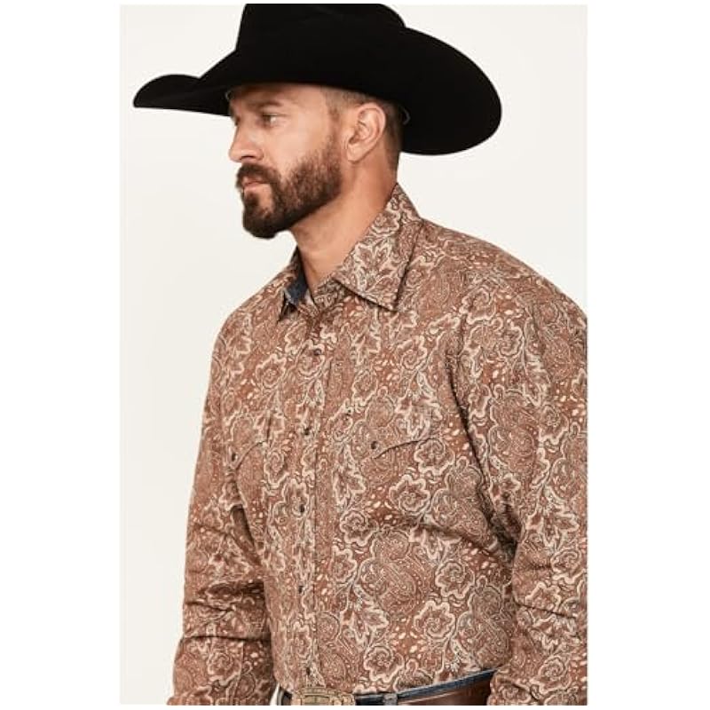 Shirts Stetson Stetson Leather Brown Paisley Print - Mens Shirt Brown