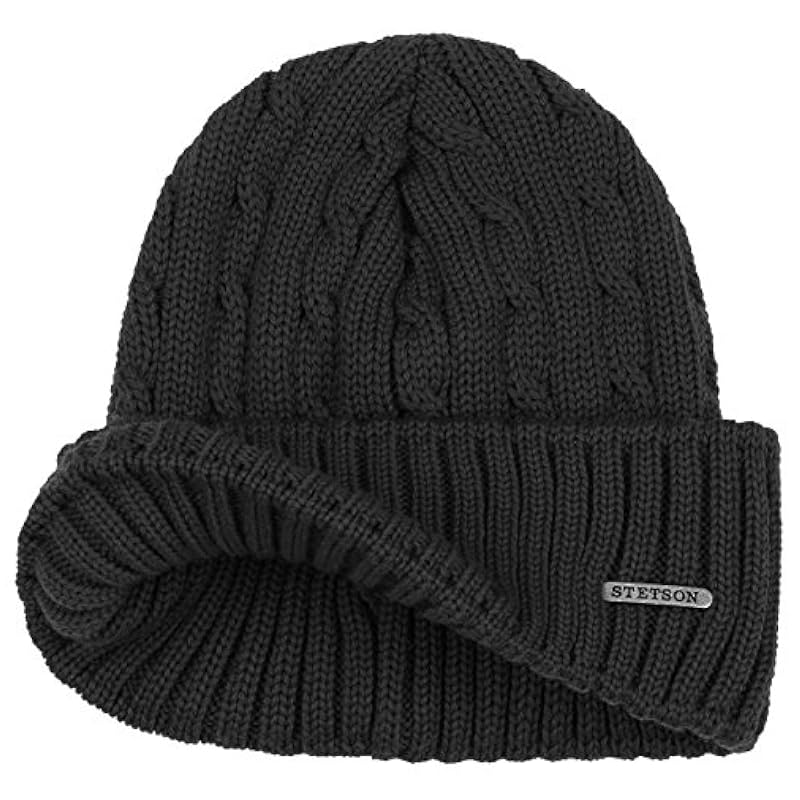 Stetson Georgia Wool Knit Hat with Cuff Women/Men - Made in Germany Black Stetson ‎womens Hats & Caps
