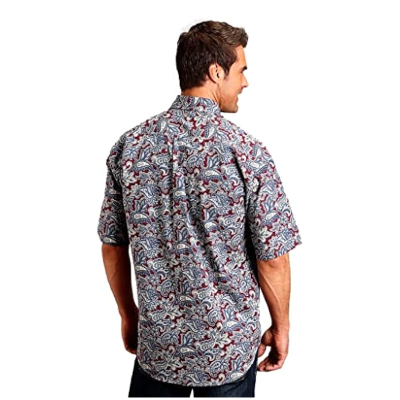 ‎mens Shirts Stetson Stetson Western Shirt Mens Short Sleeve L Wine 11-002-0526-2015 WI
