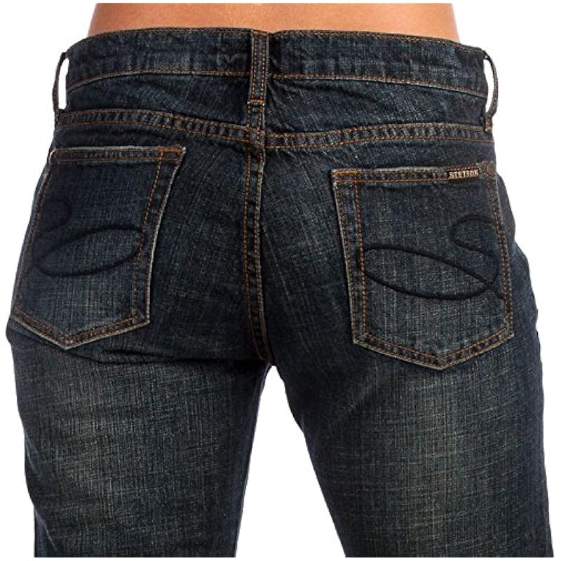 Stetson Apparel Women's Dark Blasted Low Rise 816 Classic Fit Boot Cut Jeans Blue 12 38XL Jeans Stetson