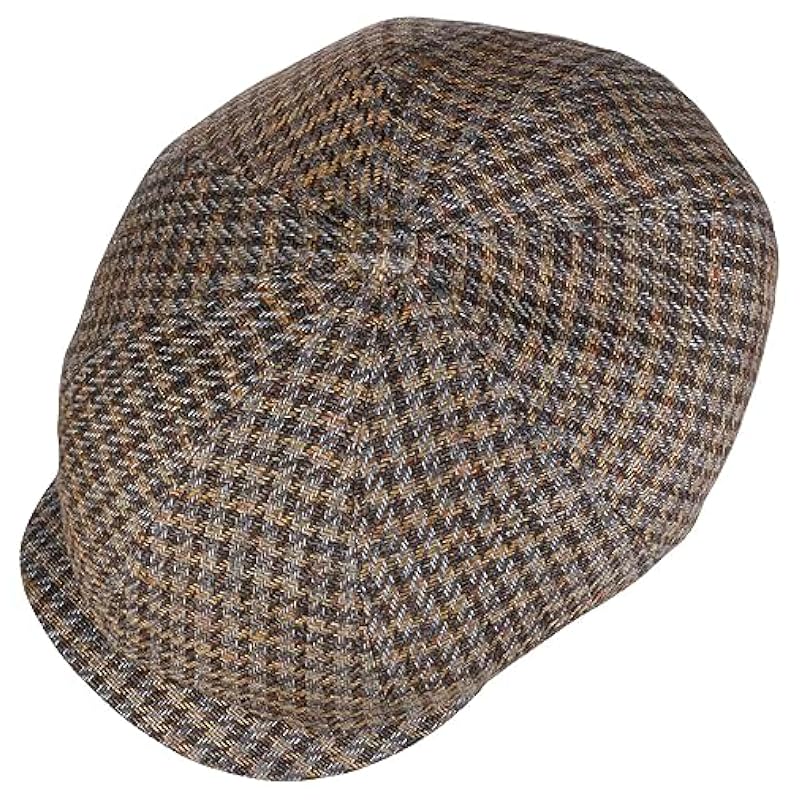 Stetson Hatteras Tweed Houndstooth Flat Cap Men - Made in Germany Brown-blue Stetson ‎mens Hats & Caps